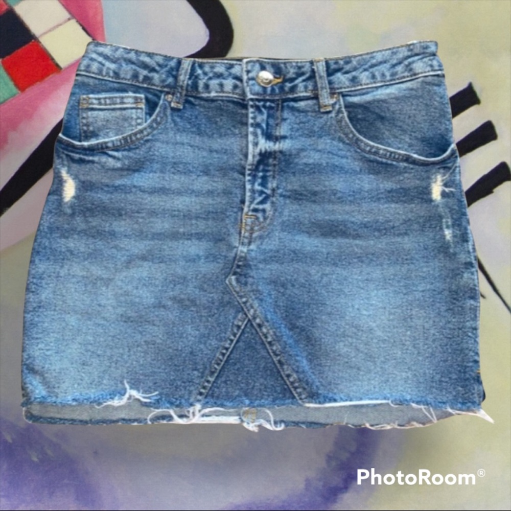 “Divided” Jean mini skirt